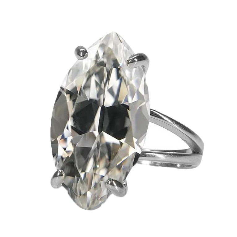 Bague Mono-Pierre Or 14K Blanc avec Brillant – vue principale