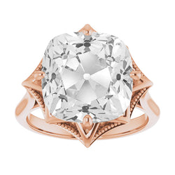 Brillant Bague Solitaire – Taille Old Mine 5 carats Or Rose 14
