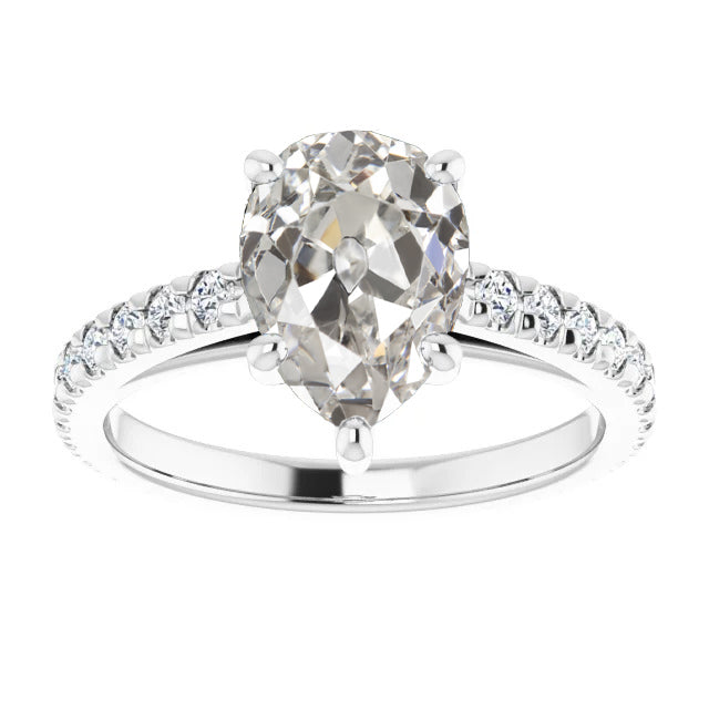 Taille Old Mine Diamant bague en Or Blanc 14 Carats – vue principale