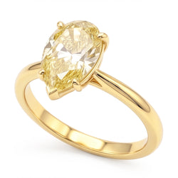Bague de Fiançailles Solitaire Larimar et Diamant Poire Jaune Fantaisie Naturel 2 Carats en Or 18K