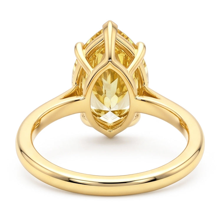 Bague de Fiançailles Solitaire Larimar et Diamant Poire Jaune Fantaisie Naturel 2 Carats en Or 18K