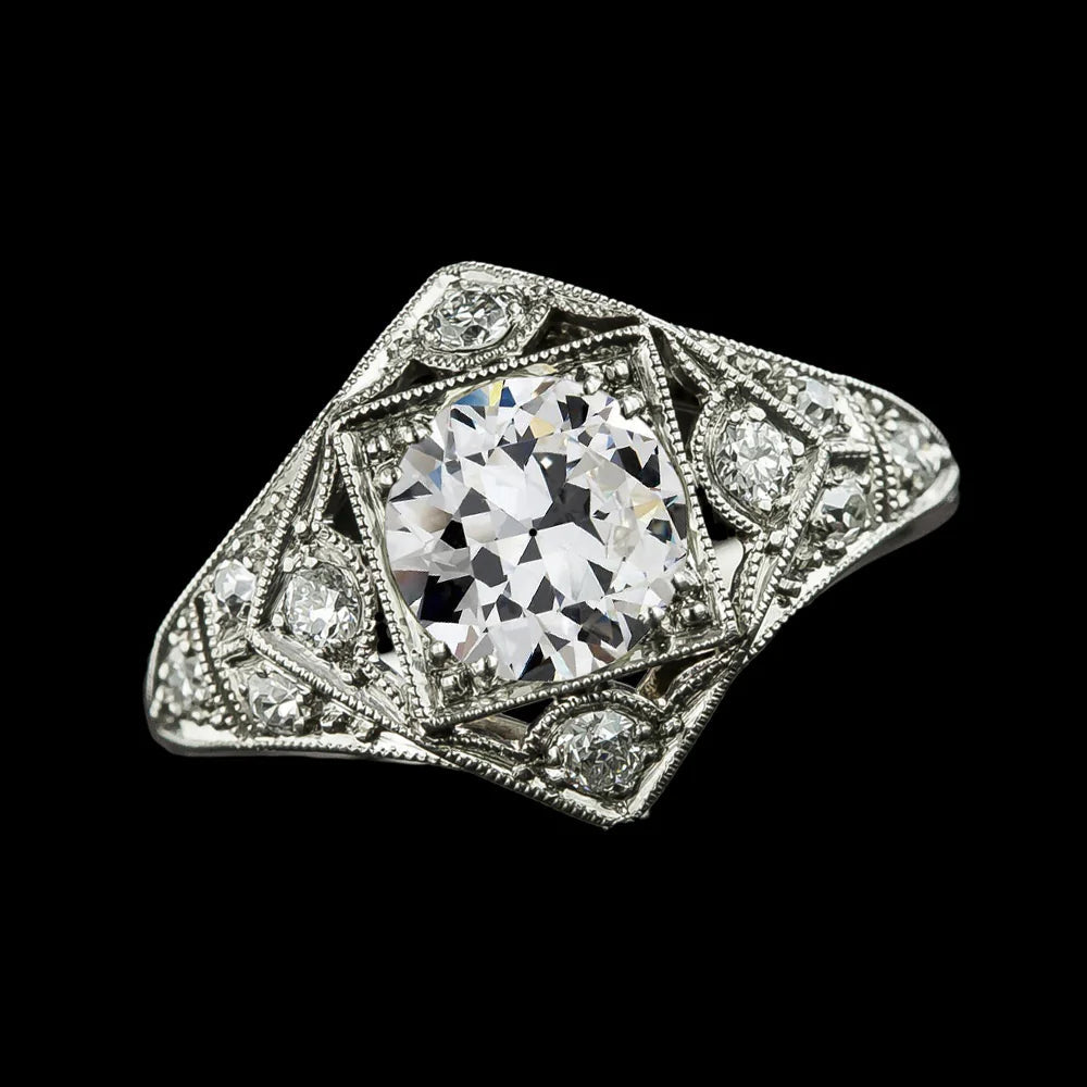 Like Edwardian Jewelry Bague De Mariage Naturel Diamants Ronds Taille Ancienne Milgrain