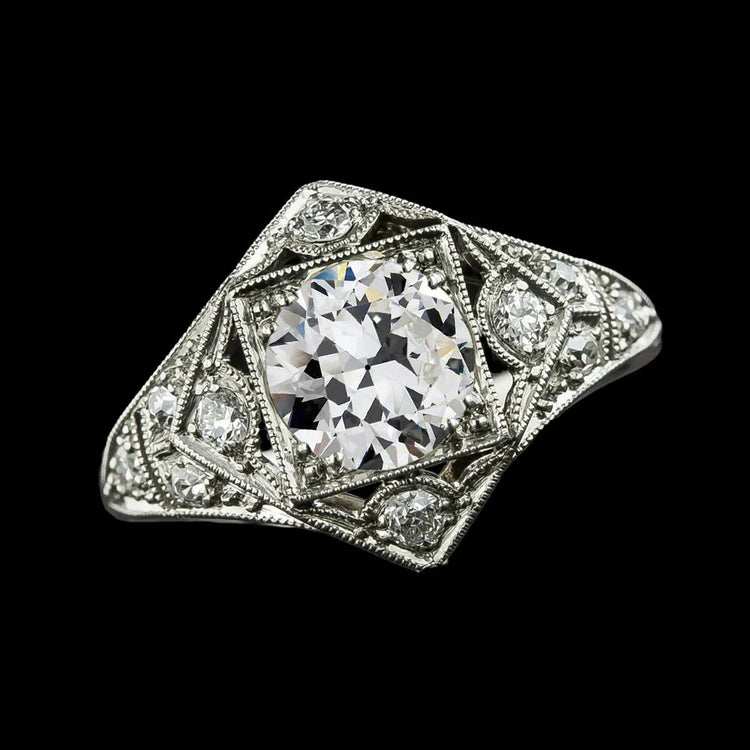 Like Edwardian Jewelry Bague De Mariage Naturel Diamants Ronds Taille Ancienne Milgrain