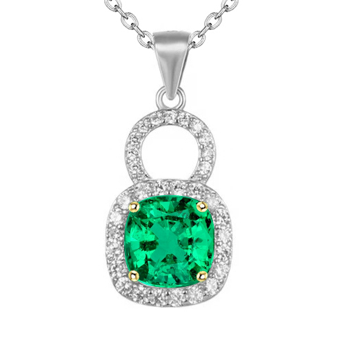 Taille Coussin Émeraude Fine bague en Or 14K Bicolore – vue principale