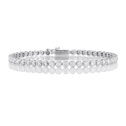 Lunette Sertie 5.40 Carats Bracelet Véritable Diamant Taille Ronde Or Blanc 14K