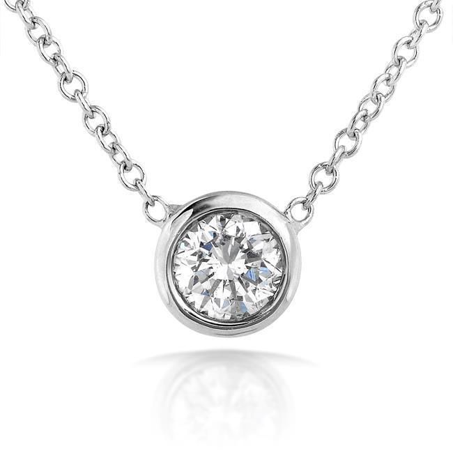 Lunette Sertie Pendentif Véritable Diamant Rond Femme Bijoux En Or 2 Carats