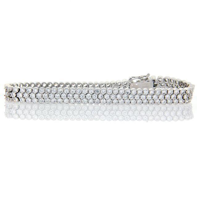 Lunette Sertie Petit 13 Carats Réel Diamants Bracelet Homme Or Blanc 14K