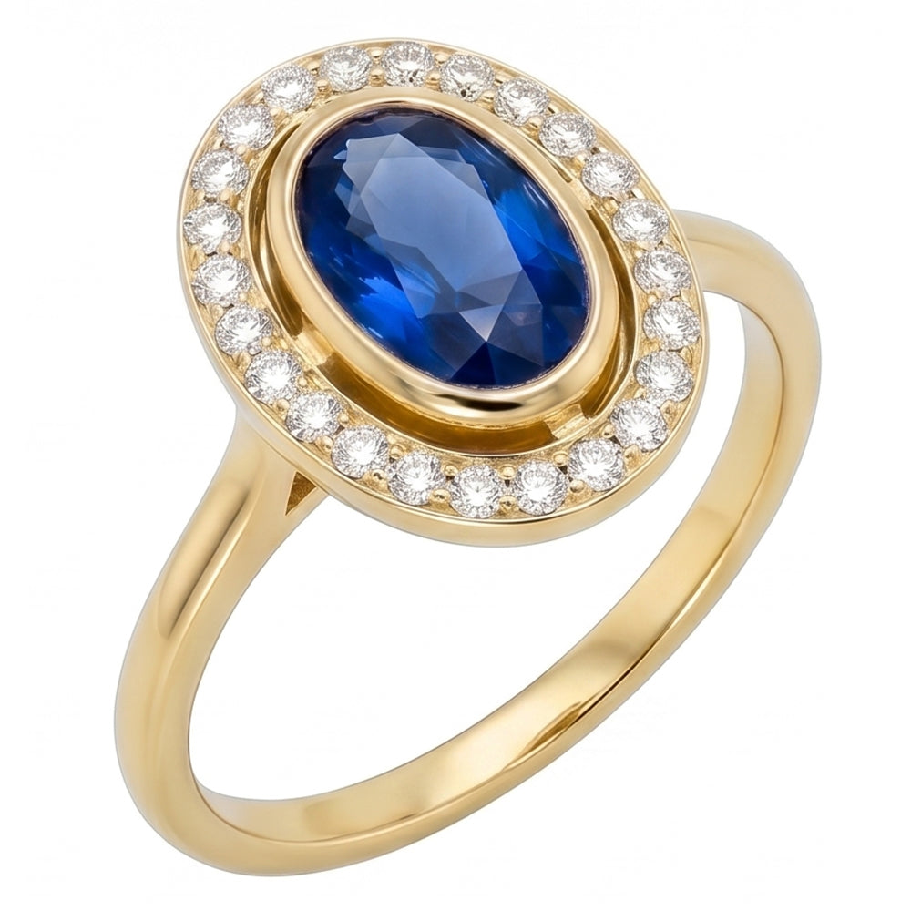Lunette sertie ovale Sri Lankan Saphir 5 Carats Gemme Neuf