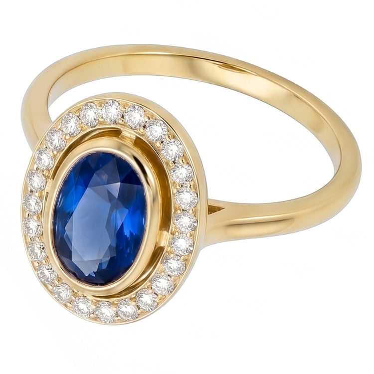 Lunette sertie ovale Sri Lankan Saphir 5 Carats Gemme Neuf