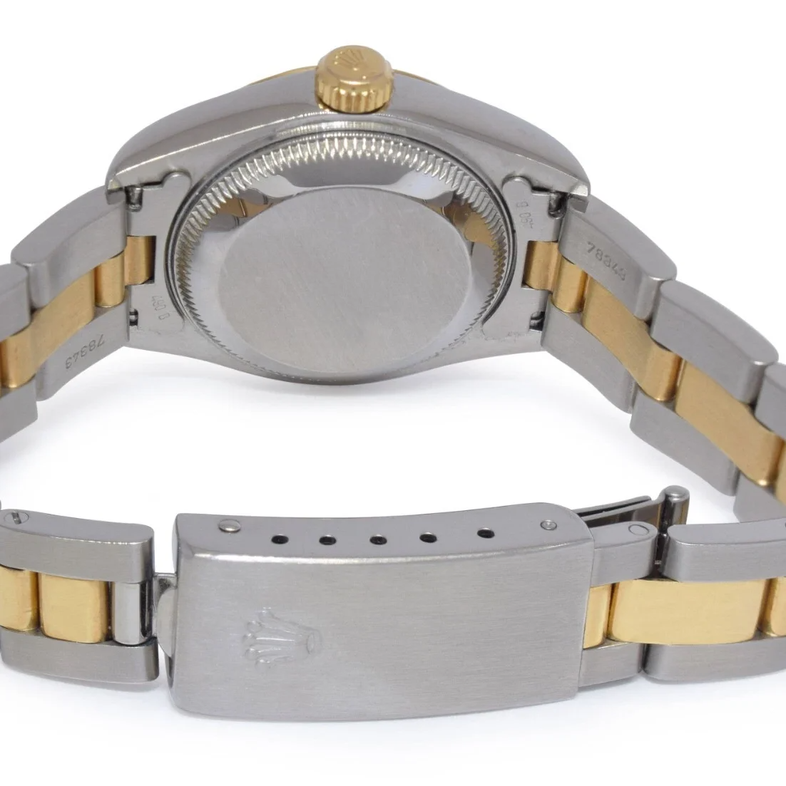 Lunette Cadran Romain Blanc Regarder Rolex Datejust acier inoxydable & Bracelet Or