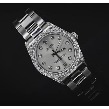 Lunette Diamant Personnalisée Rolex Taille moyenne Sans date 31 mm Montre acier inoxydable2