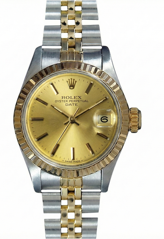 Lunette cannelée Cadran bâton de champagne Rolex Date Regarder Femme Jubilee
