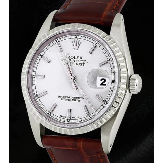 Lunette cannelée Rolex acier inoxydable Montre pour homme 