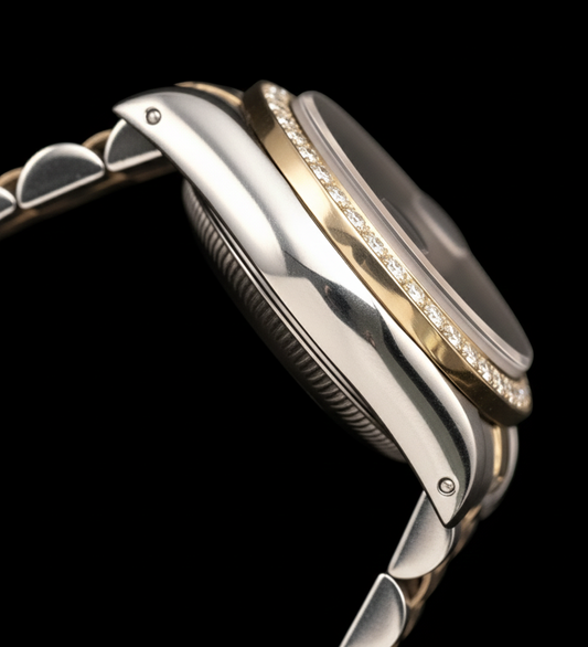 Lunette diamant Montre femme Rolex Datejust Cadran jubilé acier inoxydable & or