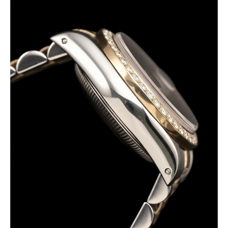 Lunette diamant Montre femme Rolex Datejust Cadran jubilé acier inoxydable & or