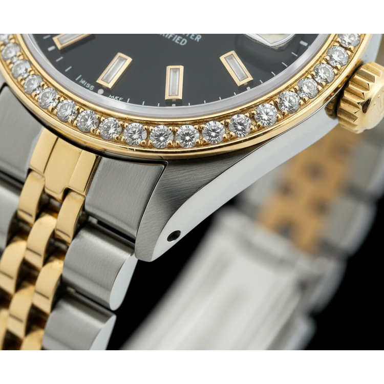 Lunette diamant Montre femme Rolex Datejust Cadran jubilé acier inoxydable & or
