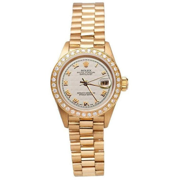 Lunette diamant Pyramide Cadran romain Rolex Datejust montre 