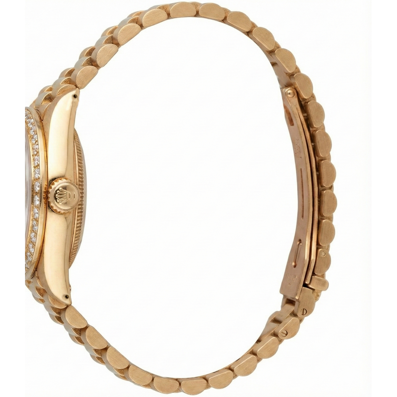 Lunette diamant Rolex Datejust Montre dame style présidentiel Or