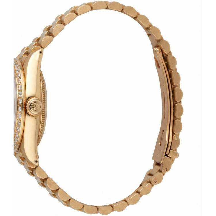 Lunette diamant Rolex Datejust Montre dame style présidentiel Or