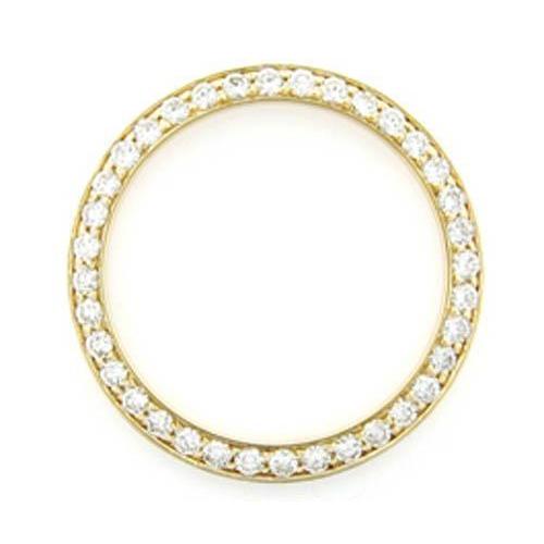 Lunette diamant personnalisée 2 carats 34 mm pour s'adapter à tous les modèles de montres Rolex Datejust en or jaune 14K