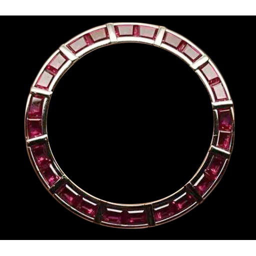 Lunette en acier inoxydable avec rubis de 3 carats et barres pour montre Rolex 36 mm