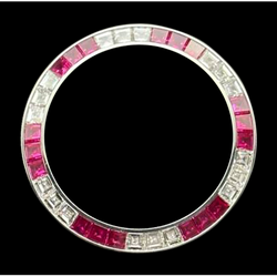 Lunette en acier inoxydable personnalisée avec pierres blanches et rubis de 4 carats pour Rolex 36 mm
