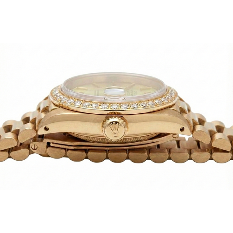 Lunette en diamant Cadran bâton de champagne Regarder Rolex Datejust Presidential
