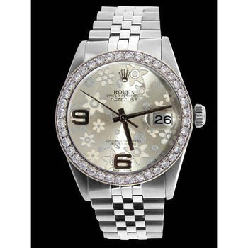 Lunette en diamant Cadran fleuri Datejust Regarder Rolex pour homme 