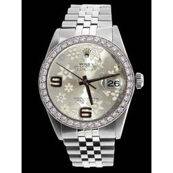 Lunette en diamant Cadran fleuri Datejust Regarder Rolex pour homme acier inoxydable à réglage rapide