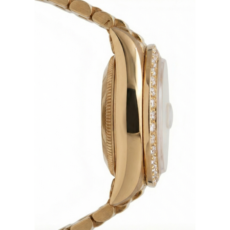 Lunette en diamant Champagne Or arabe Montre présidentielle Rolex Datejust