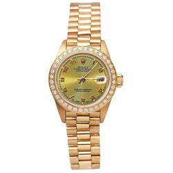 Lunette en diamant Champagne Or arabe Montre présidentielle Rolex Datejust