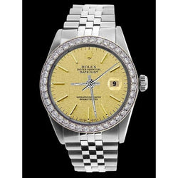 Lunette en diamant Montre Rolex pour hommes Cadran bâton de champagne acier inoxydable jubilé ensemble rapide