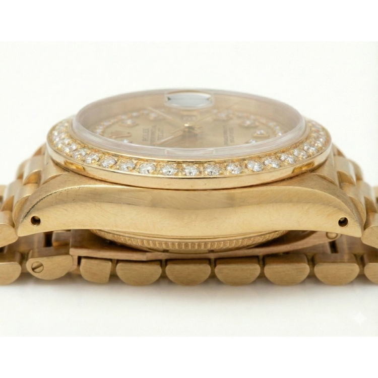 Lunette en diamant Rolex Datejust modèle montre de still président cadran à double rangée