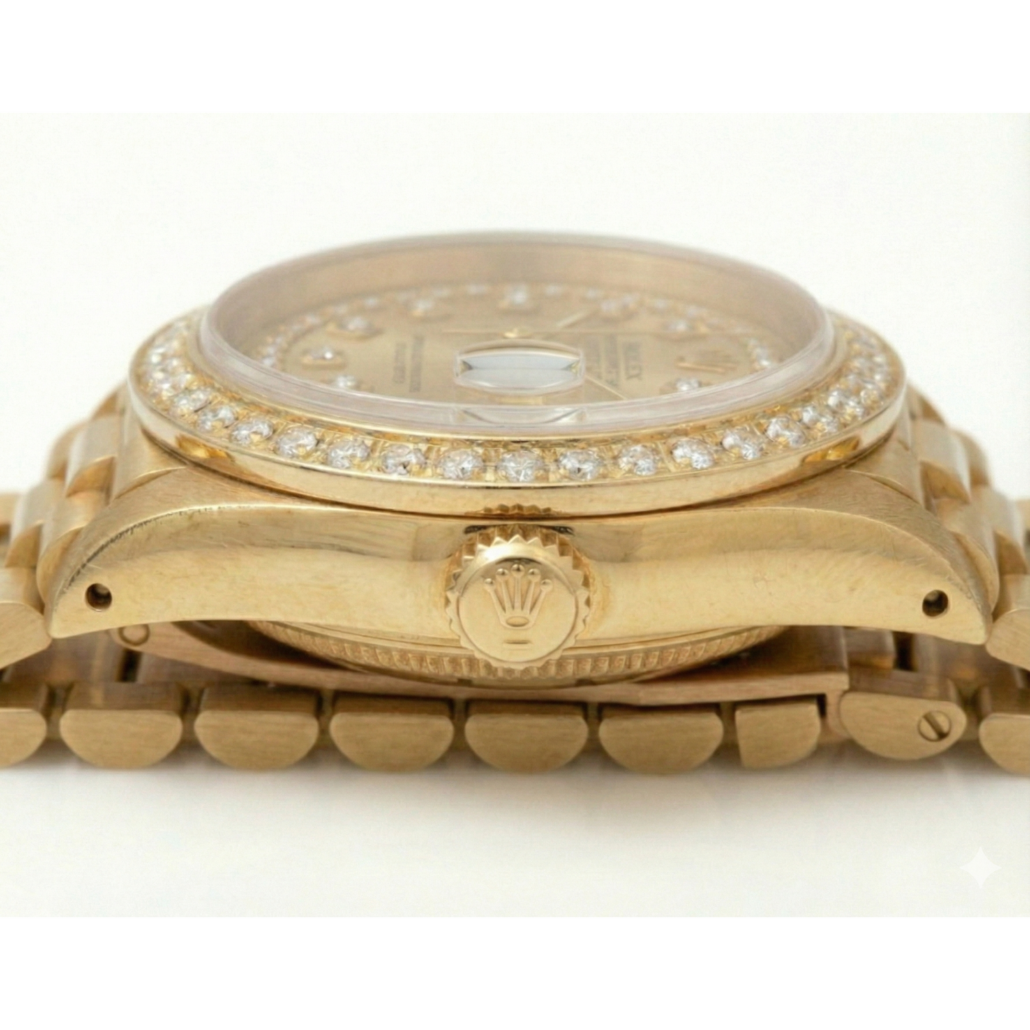 Lunette en diamant Rolex Datejust modèle montre de still président cadran à double rangée