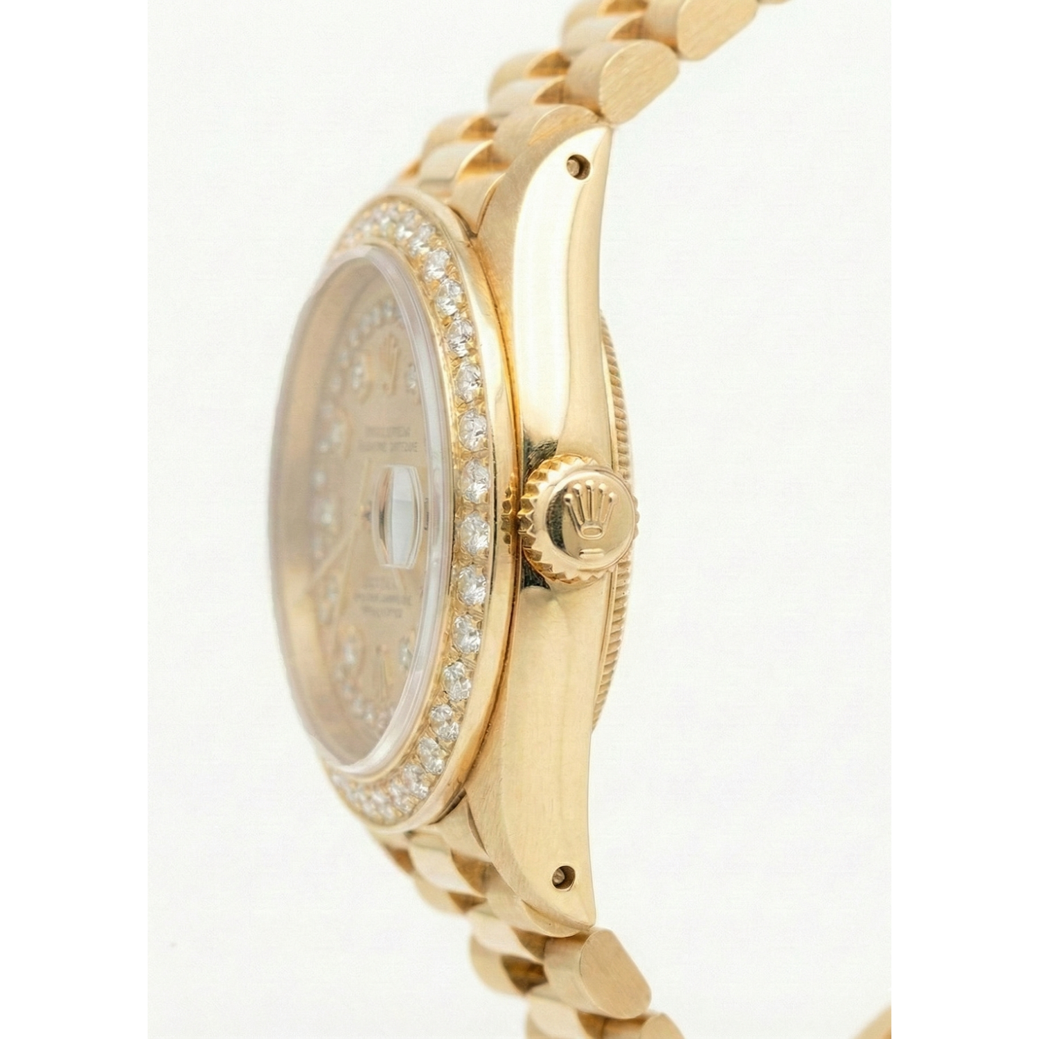 Lunette en diamant Rolex Datejust modèle montre de still président cadran à double rangée