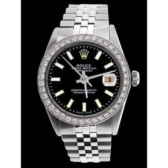 Rolex Montre homme Cadran bâton noir acier inoxydable Bracelet jubilé ensemble rapide
