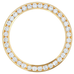 Lunette en diamants sertis de 4,5 carats de 34 mm pour montre Breitling Rolex Date en or jaune 18K