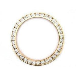 Lunette en or jaune 14K avec diamants pour montre homme Rolex Date 34 mm 1,25 carat