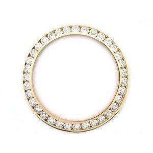 Lunette en or jaune 14K avec diamants pour montre homme Rolex Date 34 mm 1,25 carat