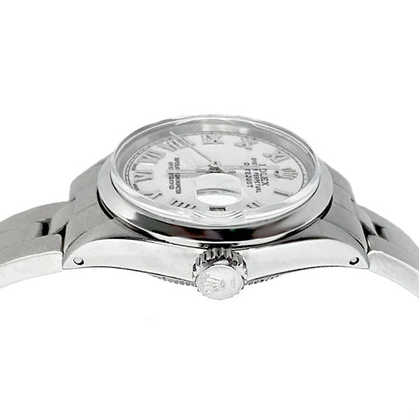 Lunette lisse cadran romain blanc Rolex Datejust montre femme acier inoxydable ˈoistər