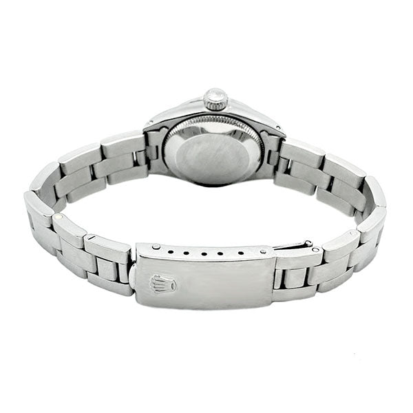 Lunette lisse cadran romain blanc Rolex Datejust montre femme acier inoxydable ˈoistər