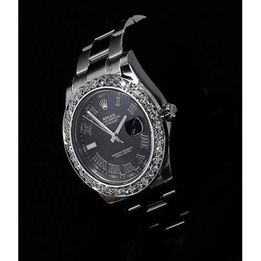 Lunette diamant personnalisée Dj Ii Montre Rolex Bracelet Oyster Cadran noir