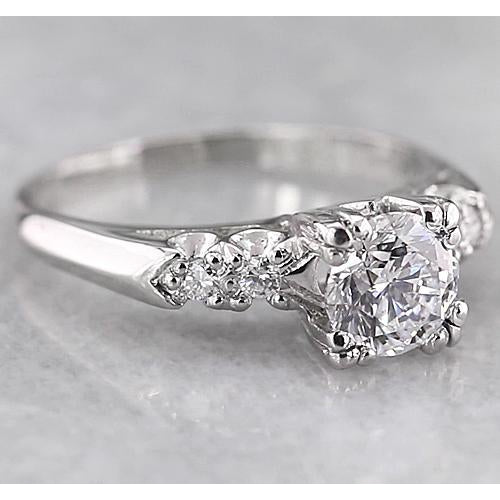 Brillant Taille Brillant Bague de Demande en Or 14K Blanc – vue de face
