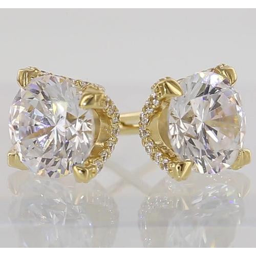 Brillant Boucles d'Oreilles 0,90 carats Or Jaune 14 Carats – vue de côté