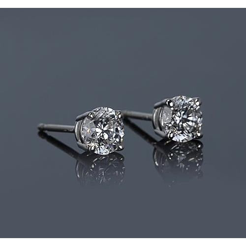 Diamant Taille Brillant Boucles d'Oreilles en Or Blanc 14 Carats – vue de face