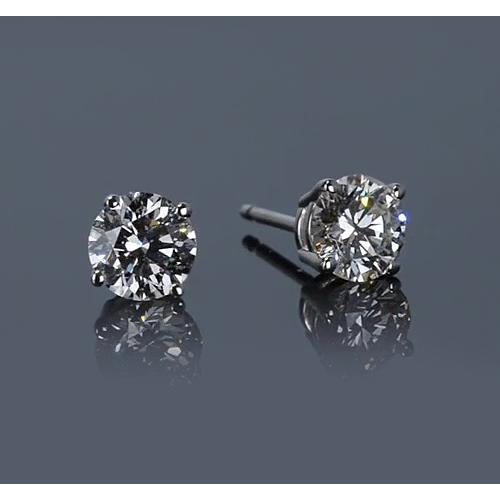 Brillant Puces d'Oreilles 0,65 carats Or 14K Blanc – vue de face