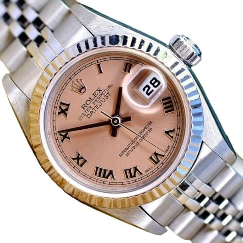 MONTRE ROLEX DAME SAUMON CADRAN ROMAIN
