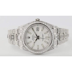 MONTRE ROLEX DATEJUST II POUR HOMMES 16 CT GLACÉ DIAMANT PERSONNALISÉ ACIER INOXYDABLE
