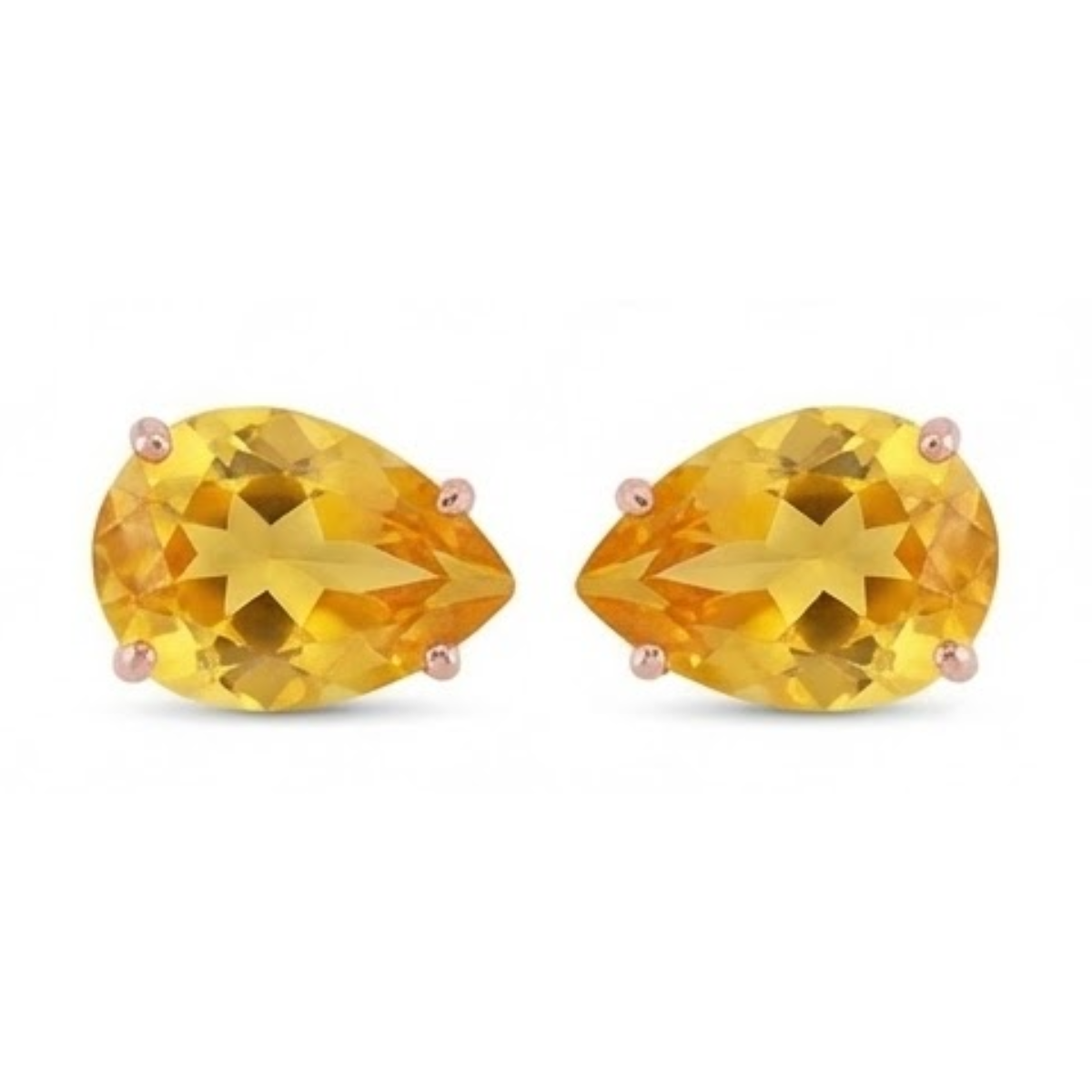 Goutte Citrine bague en Or Rose 14 Carats – vue d'angle