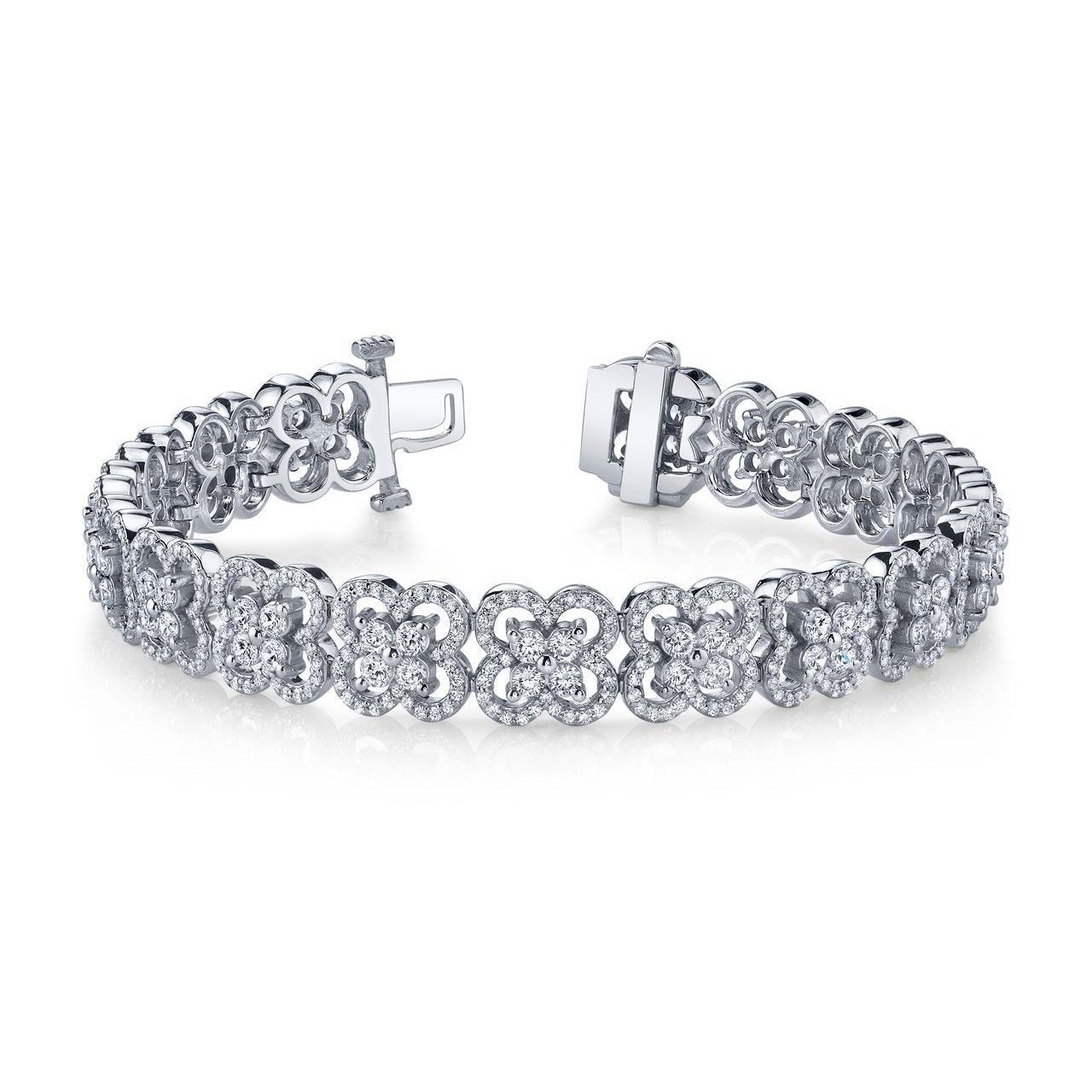 Magnifique Bracelet De Beauté En Fleurs De Naturel Diamants De 12,20 Ct De Coupe Ronde Blanc